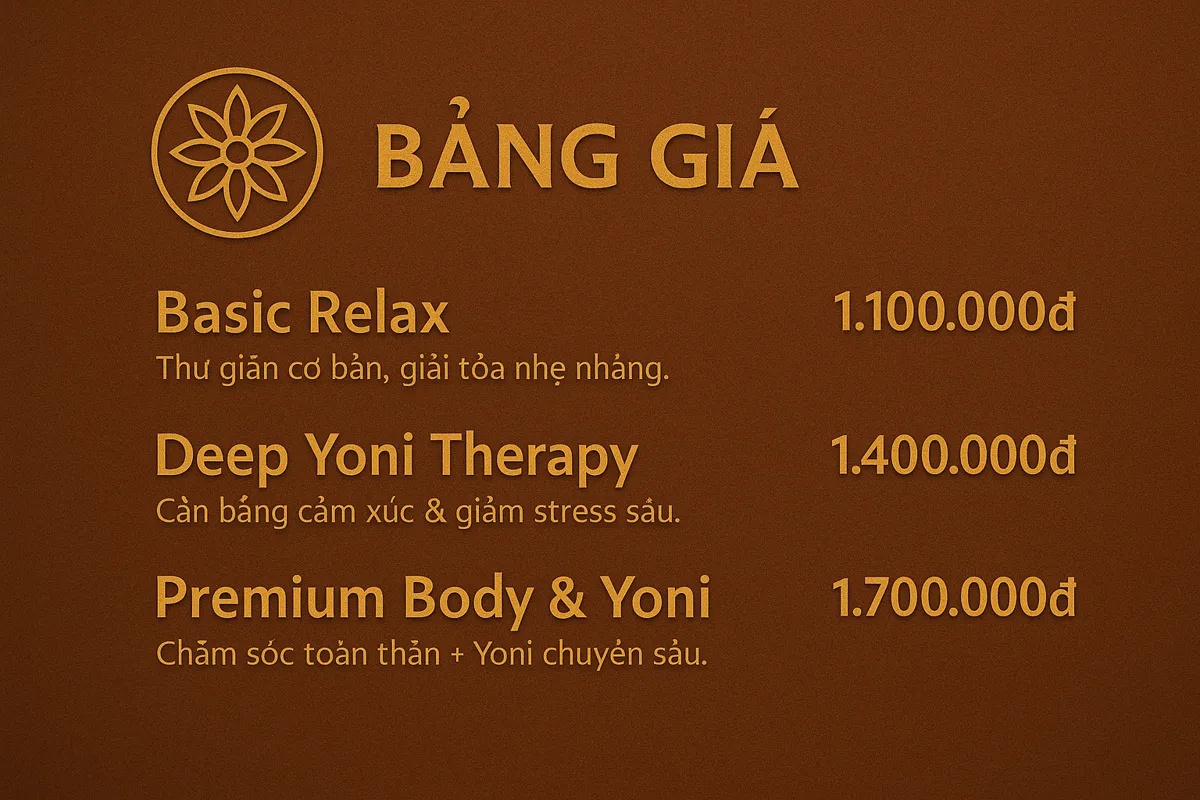 Phòng massage yoni ấm áp với ánh đèn vàng thư giãn